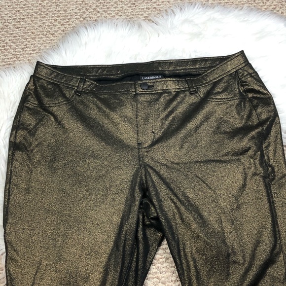Lane Bryant Gold Black Shimmer Pants 24 - Picture 4 of 7